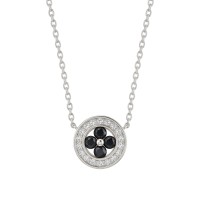 Nightfall - Zwarte Moissanite Halo Hanger met Geaccentueerde Rand