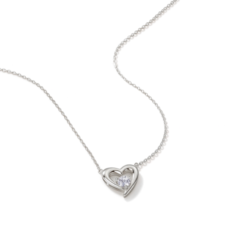 Embrace - Hart Silhouet Moissanite Hanger met Centrale Steen