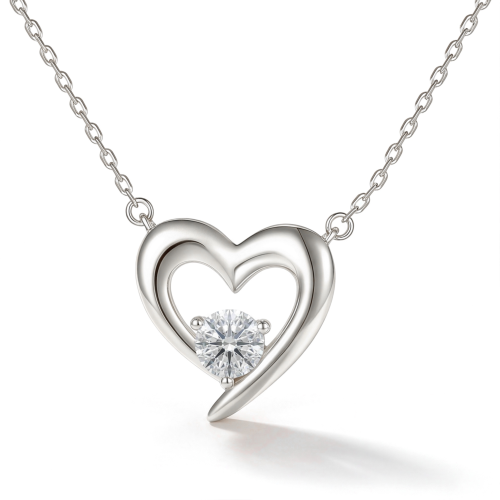 Embrace - Hart Silhouet Moissanite Hanger met Centrale Steen
