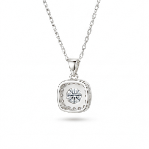 Haloette - Moissanite Hanger met Volledige Halo Detail