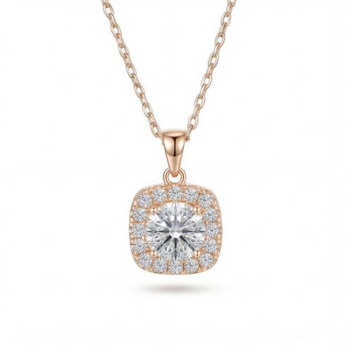 Haloette - moissanite hanger met volledig halodetail