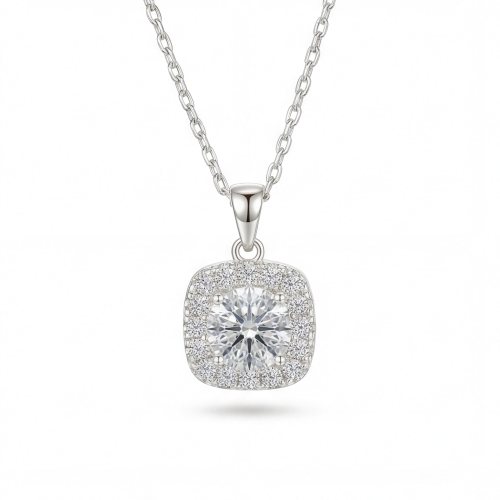 Haloette - moissanite hanger met volledig halodetail