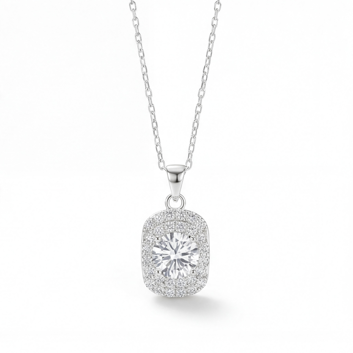 Memento - Briljante Moissanite Hanger in Pavé Halo Ontwerp
