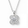 Flora - moissanite hanger met klaverdesign en pavéaccenten