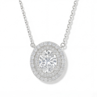 Galaxia - Ovaal geslepen Moissanite Hanger met Dubbele Halo