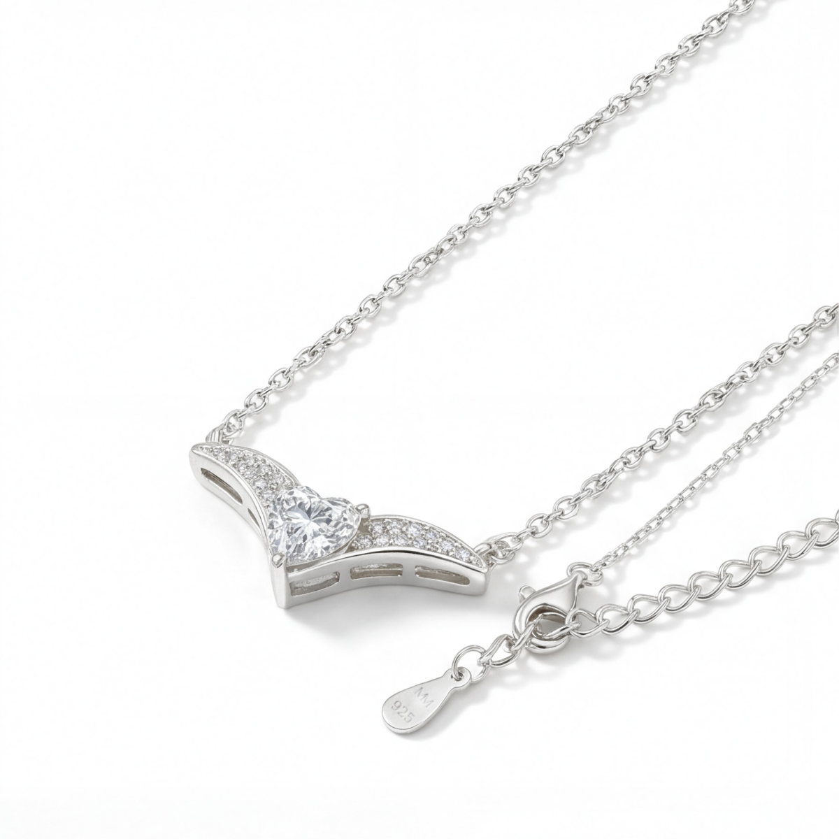 Vaneza - Elegante Moissanite V-vormige Ketting met Pave Accenten