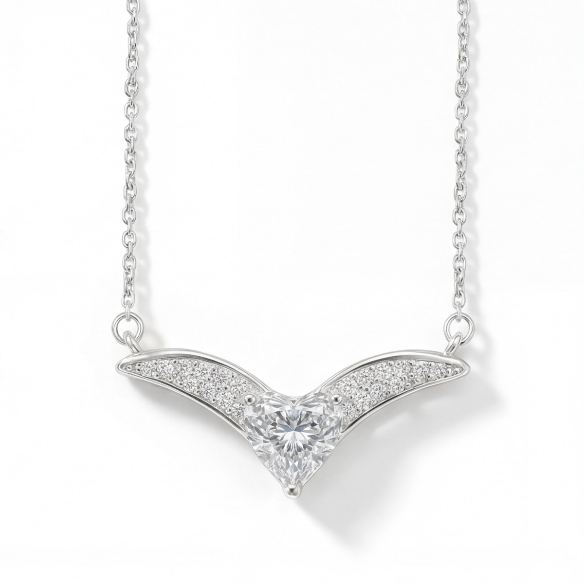 Vaneza - Elegante Moissanite V-vormige Ketting met Pave Accenten