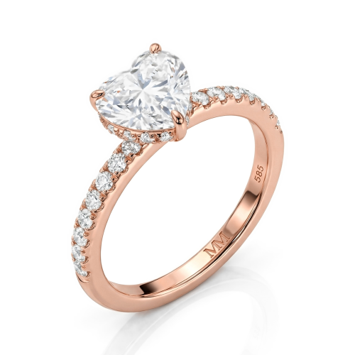 Amoretta - Hart Geslepen Moissanite Verlovingsring Met Pavé Schouders