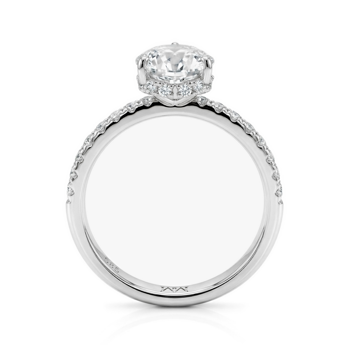 Amoretta - Hart Geslepen Moissanite Verlovingsring Met Pavé Schouders