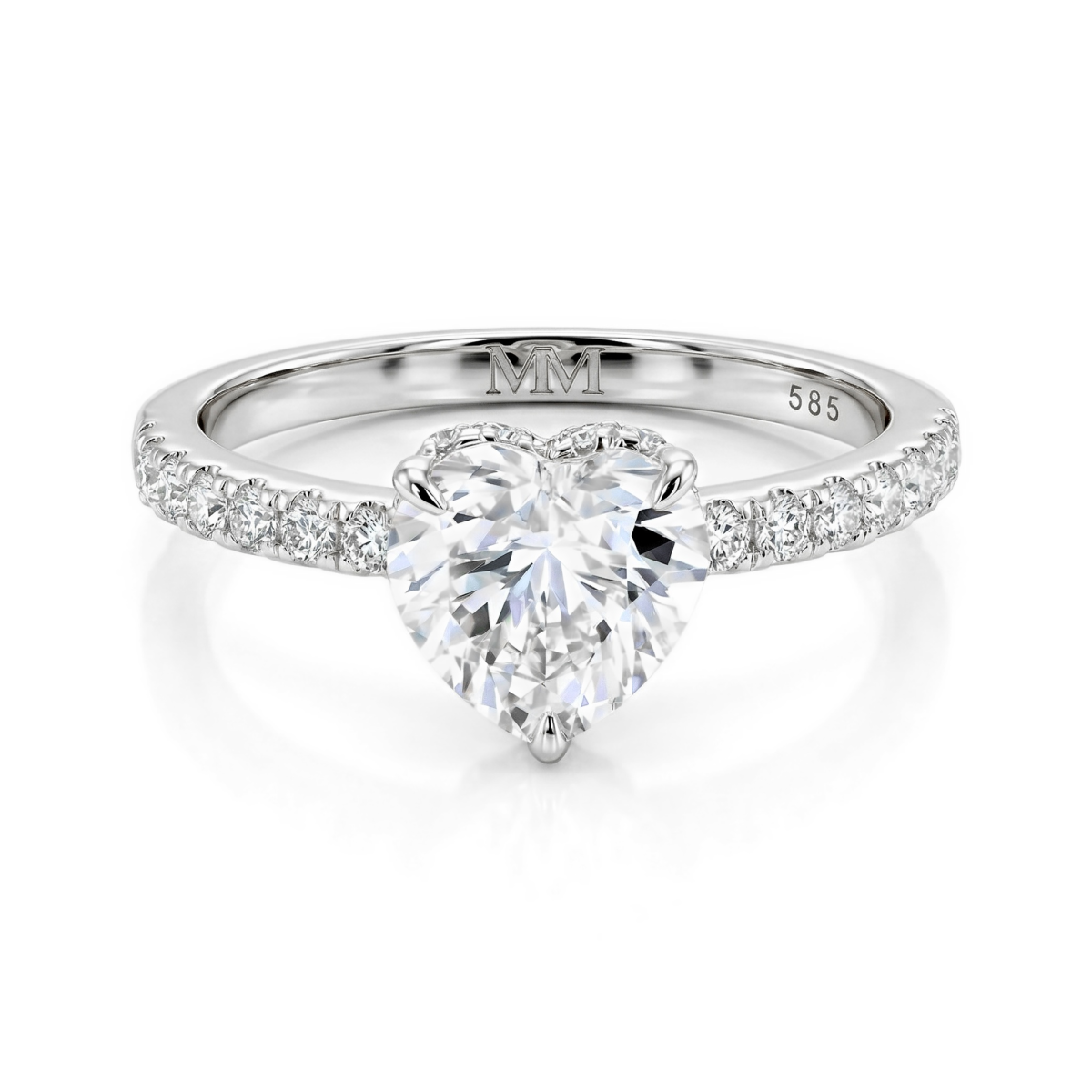 Amoretta - Hart Geslepen Moissanite Verlovingsring Met Pavé Schouders