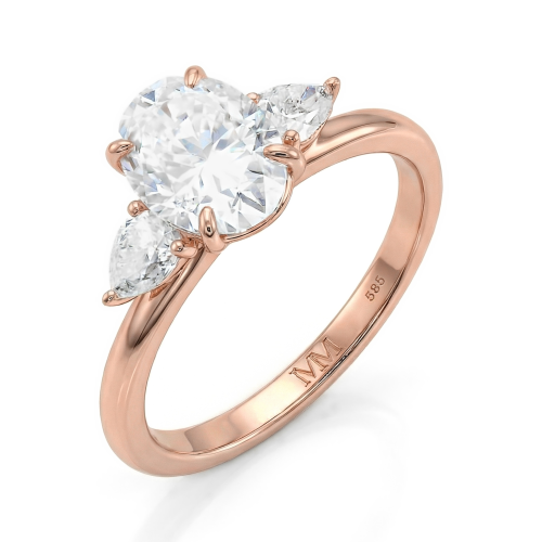 Vivienne - Ovaal Moissanite Trilogy Verlovingsring