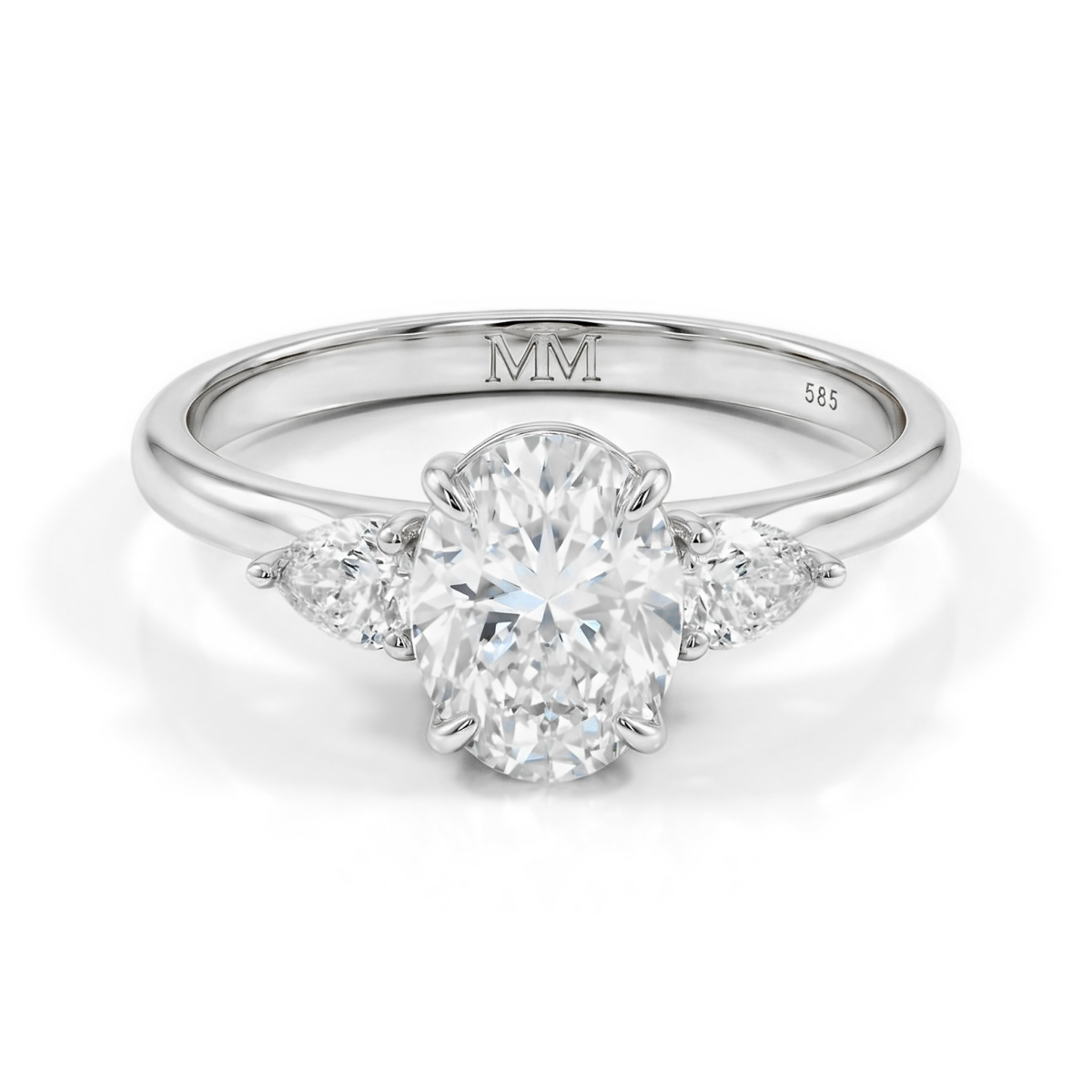 Vivienne - Ovaal Moissanite Trilogy Verlovingsring