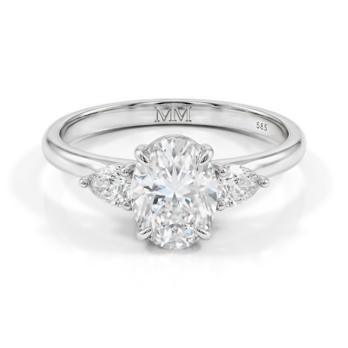 Vivienne - Ovaal Moissanite Trilogy Verlovingsring