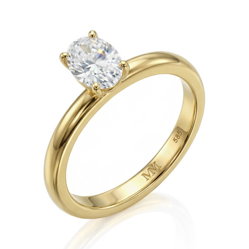 Ovalique - klassieke ovale moissanite solitair verlovingsring