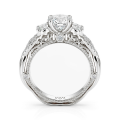 Circe - Vintage Geïnspireerde Moissanite Verlovingsring Met Zijstenen En Filigraan Details