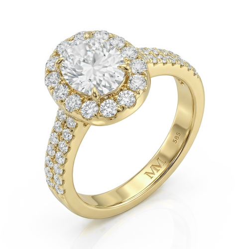 Ovalea - ovale moissanite ring met halo en pavédesign