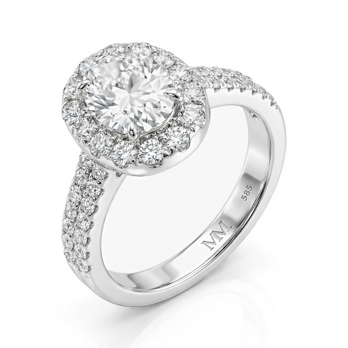 Ovalea - Ovaal Geslepen Moissanite Ring met Halo Pavé Ontwerp