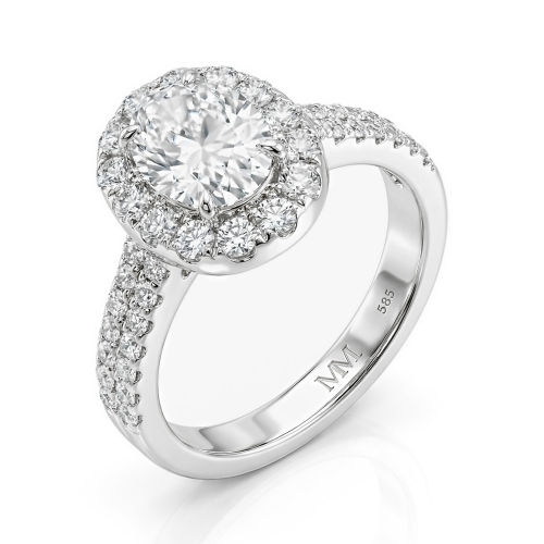 Ovalea - Ovaal Geslepen Moissanite Ring met Halo Pavé Ontwerp