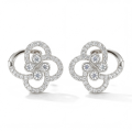 Vortexia - Florale Motief Moissanite Klaver Oorbellen Met Pave-Gezette Schittering