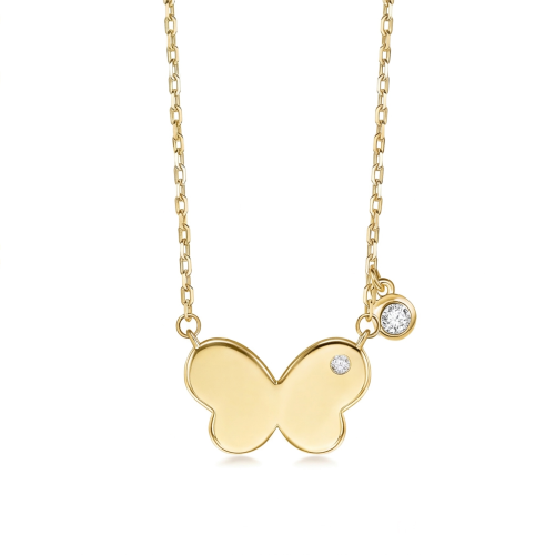Papillia - moissanite ketting met vlindercharm en accenten