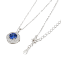 Purelle - Koningsblauwe Moissanite Halo Hanger met Schakelketting