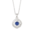 Purelle - Koningsblauwe Moissanite Halo Hanger met Schakelketting