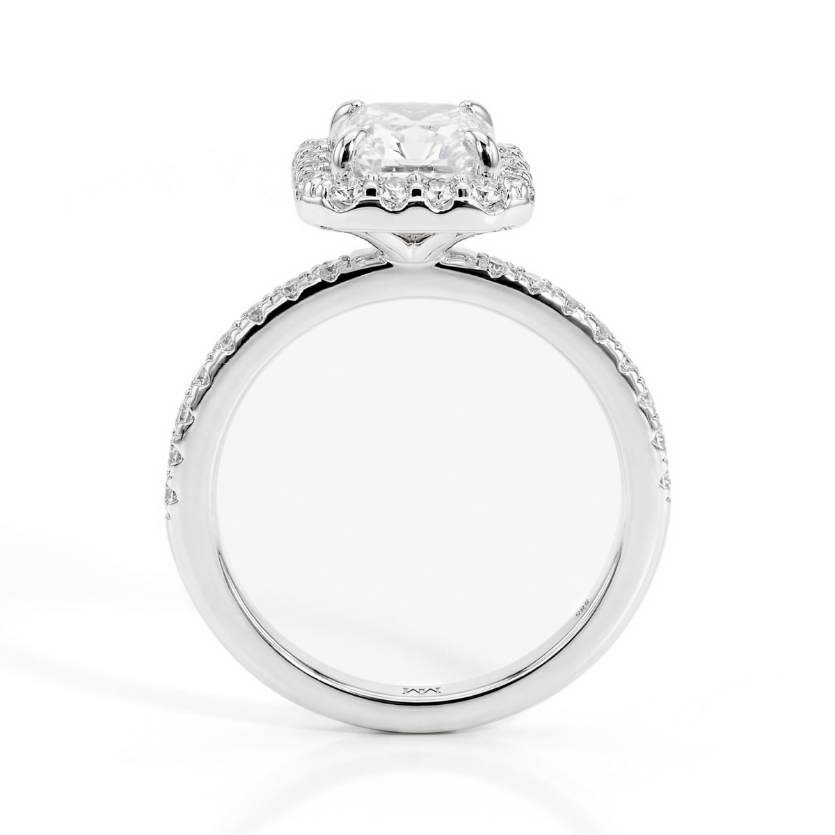 Esmeralda - Smaragd Halo Moissanite Ring Met Zijstenen