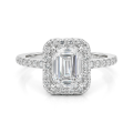 Esmeralda - Smaragd Halo Moissanite Ring Met Zijstenen