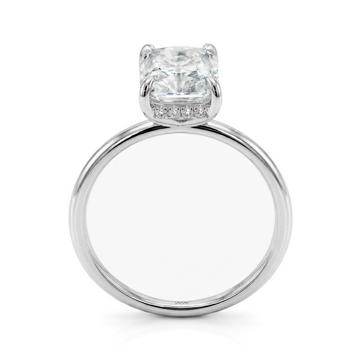 Mirabelle - Radiant Geslepen Moissanite Solitaire Ring met Mandzetting en Hidden Halo