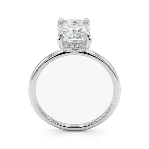Mirabelle - Radiant Geslepen Moissanite Solitaire Ring met Mandzetting en Hidden Halo