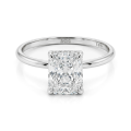 Mirabelle - Radiant Geslepen Moissanite Solitaire Ring met Mandzetting en Hidden Halo