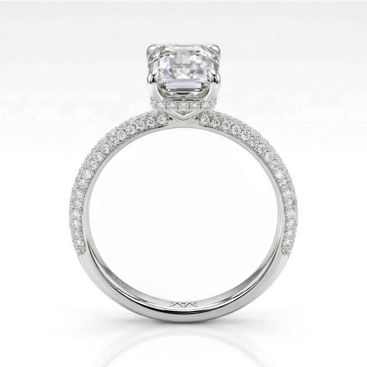 Veridian - Smaragd Geslepen Moissanite Ring Met Pavé-Gezette Band