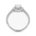Plushette - Langwerpige Cushion Moissanite Verlovingsring Met Halo en Micropavé Schacht