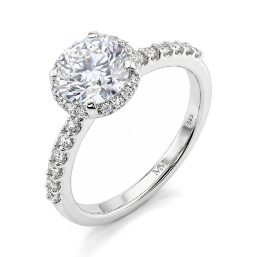 Glimmerette - Luxe Halo Moissanite Ring Met Pavé Accenten