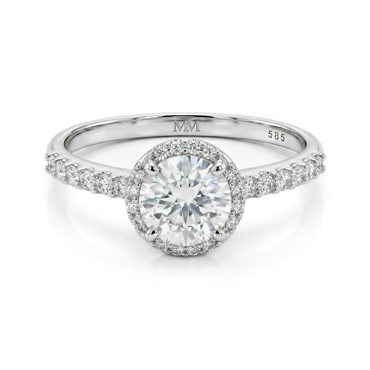 Glimmerette - Luxe Halo Moissanite Ring Met Pavé Accenten