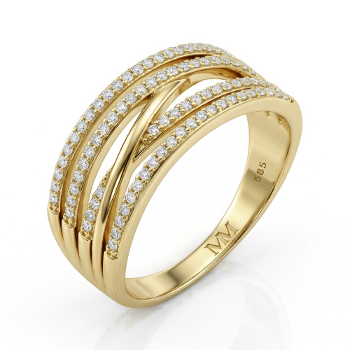 Estrella – moissanite ring met gekruiste lijnen