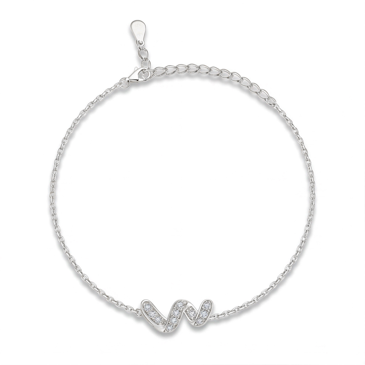 Serpentine - Moissanite Infinity Armband Met Pave-Gezette Edelstenen