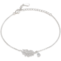 Foliana - Moissanite Bladbedelarmband Met Hangende Steendetail