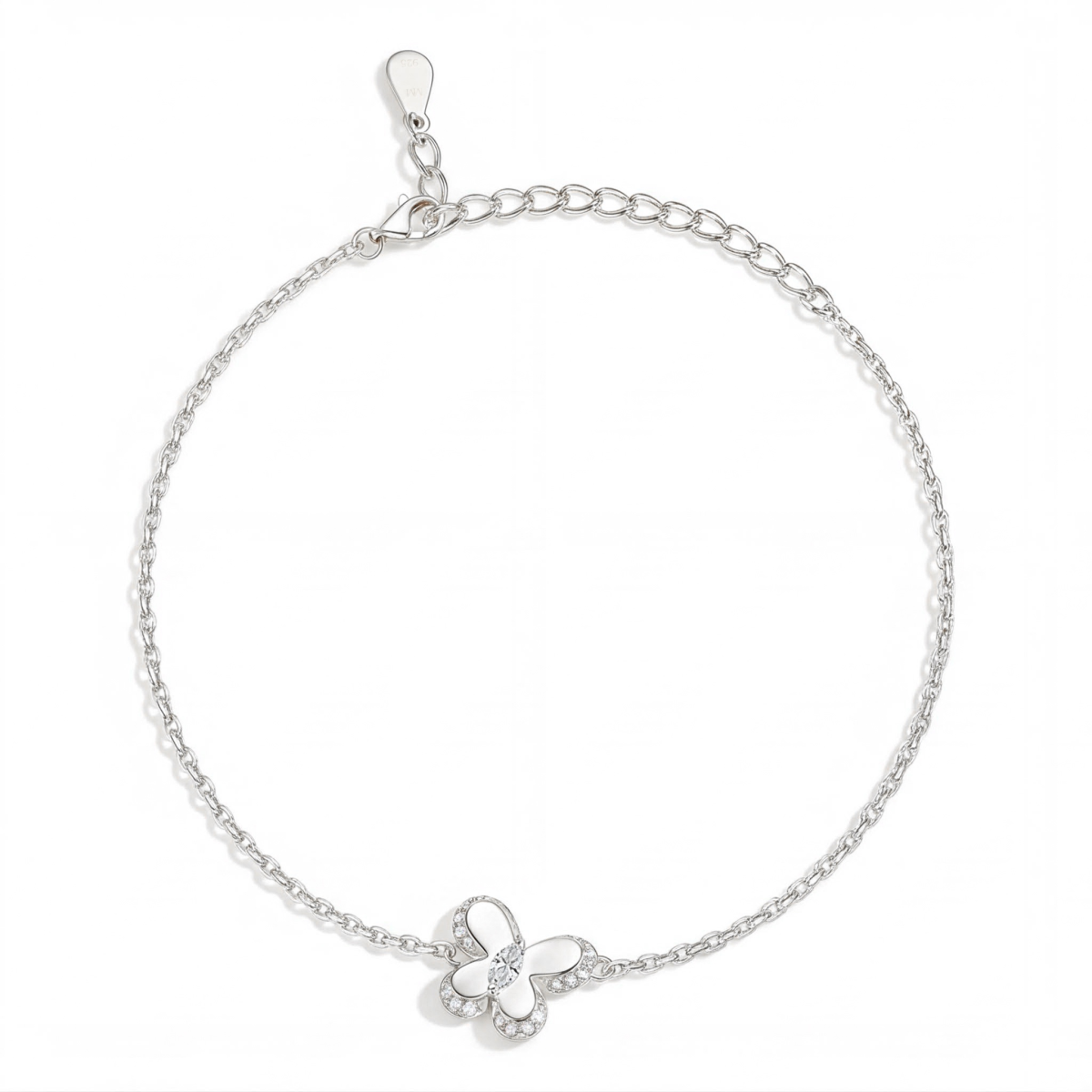 Bloomique - Moissanite Charm Armband met Bloemenmotief en Sprankelende Accenten