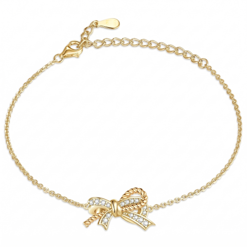 Ribbonique - tweekleurige moissanite armband met decoratieve strik en accenten in pavézetting