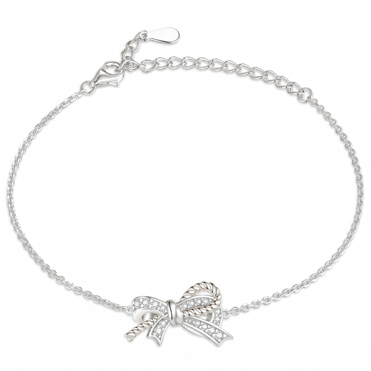 Ribbonique - Tweekleurige Moissanite Armband Met Decoratieve Strik En Pave Accenten