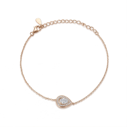 Peraise - Armband Met Peer Geslepen Moissanite Met Halo Schakelketting