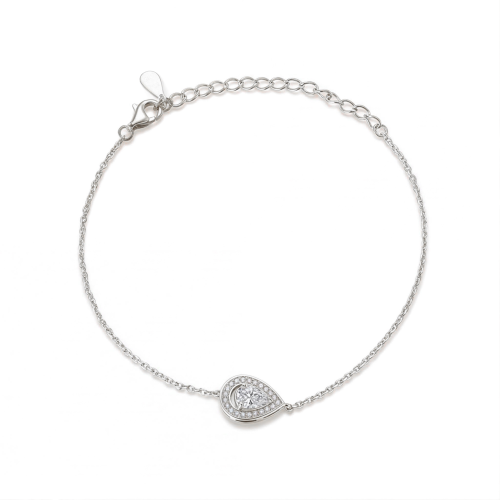 Peraise - Armband Met Peer Geslepen Moissanite Met Halo Schakelketting