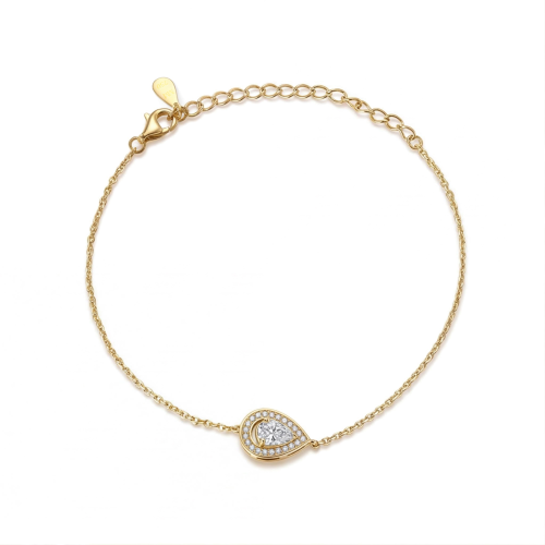 Peraise - peervormige moissanite armband met halo aan de schakelketting
