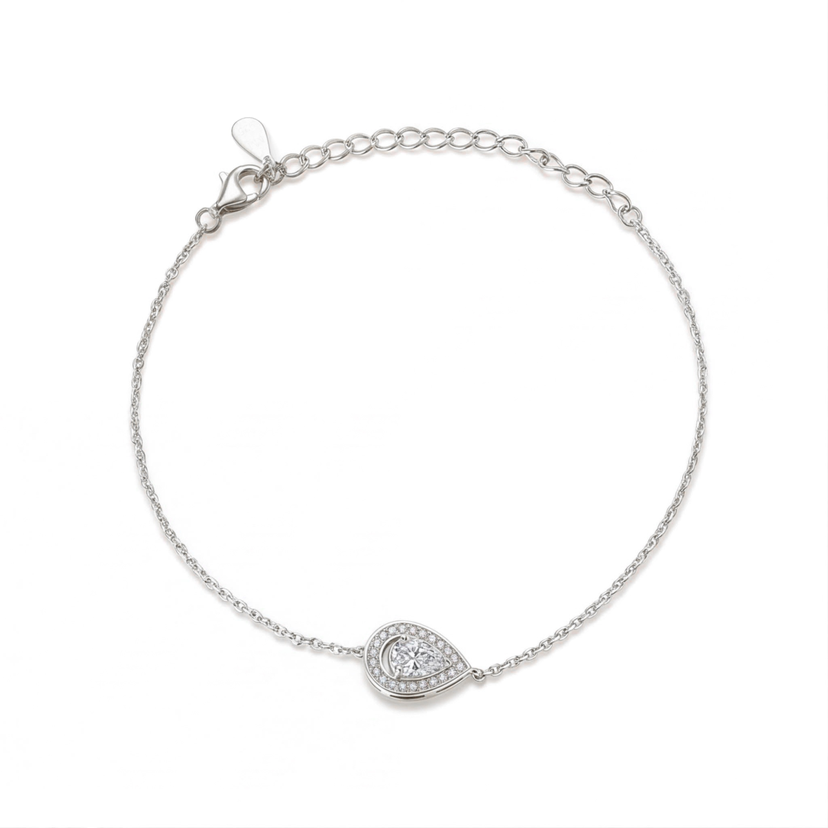 Peraise - Armband Met Peer Geslepen Moissanite Met Halo Schakelketting