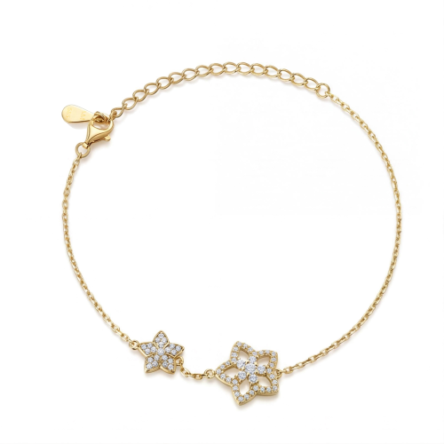 Fiorella - verstelbare moissanite armband met bloemvormige charm en pavézettingen
