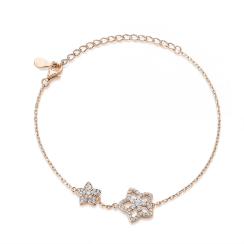 Fiorella - verstelbare moissanite armband met bloemvormige charm en pavézettingen
