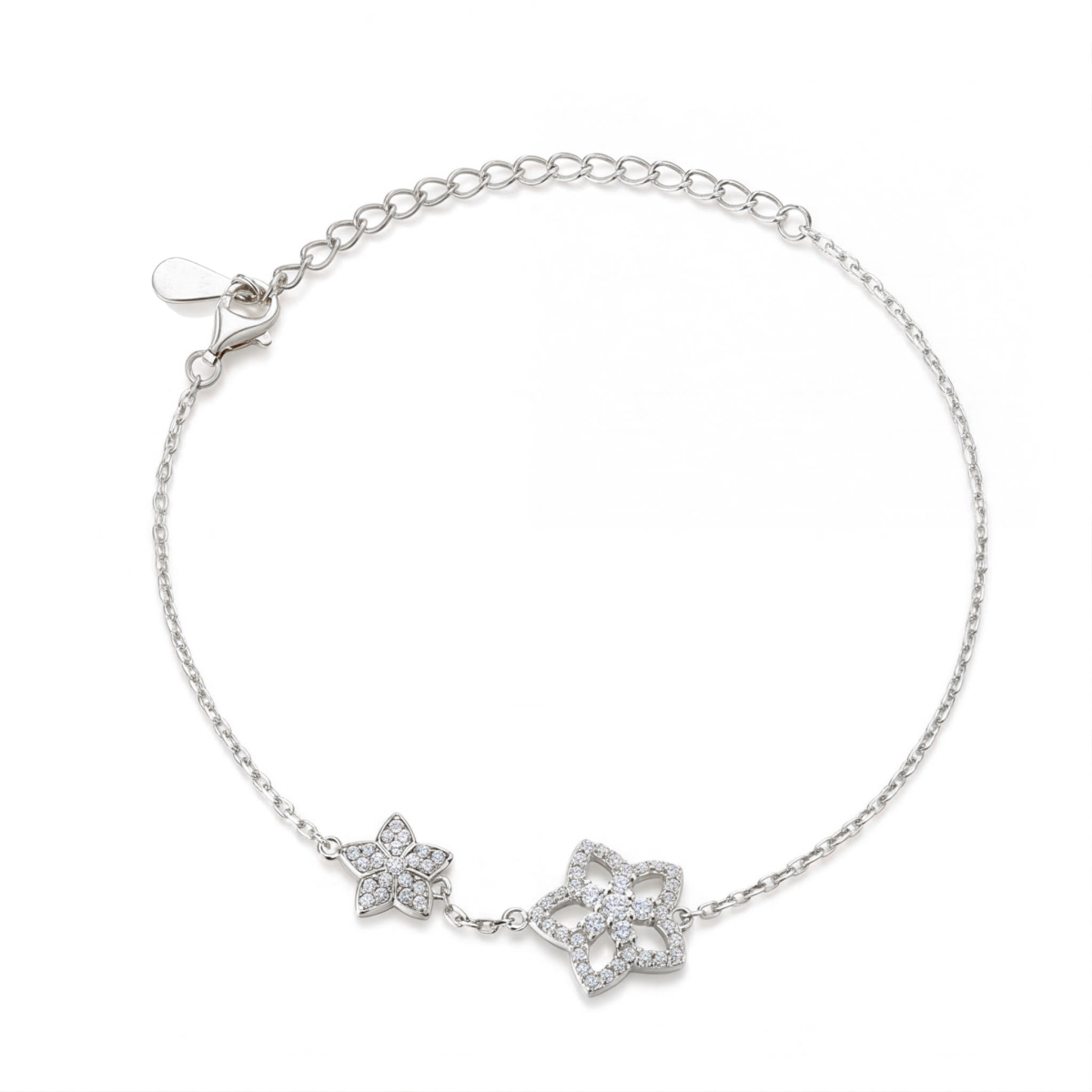 Fiorella - Verstelbare Moissanite Bloem Bedelarmband Met Pavé Zettingen