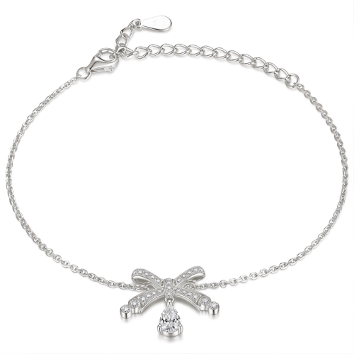 Pearlette - Peer-Vormige Moissanite Strik Armband Met Pave Zetting