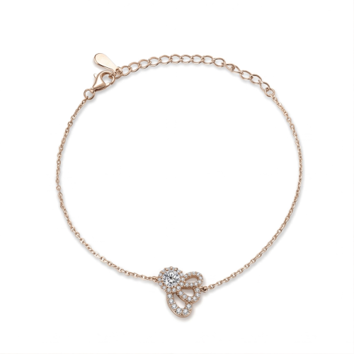 Ornella - Floral Halo Moissanite Armband Met Verstelbare Schakelketting